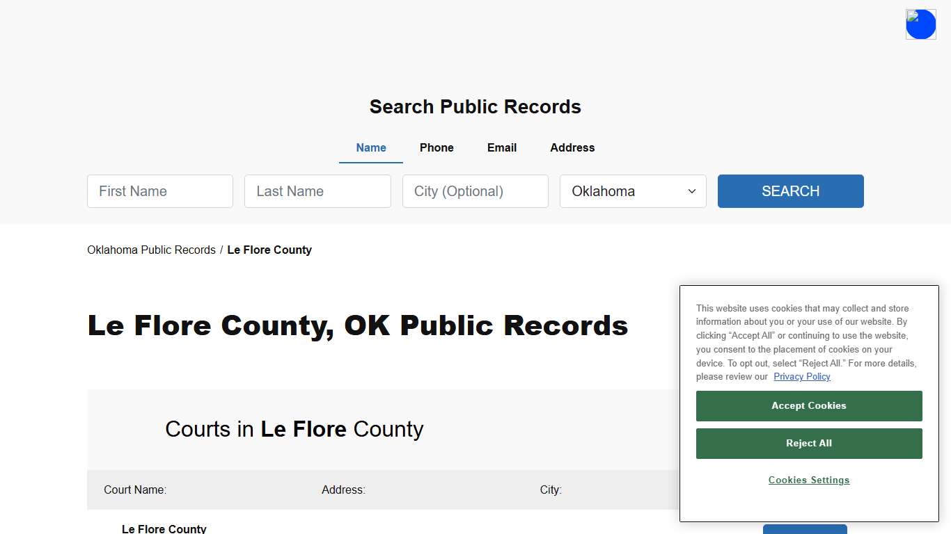 Le Flore County, OK Public Court, Arrest and Inmate Records - ThePublicIndex